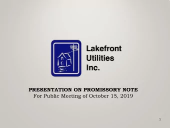 PRESENTATION ON PROMISSORY NOTE  For Public Meeting of October 15, 2019  1  CORPORATE STRUCTURE
