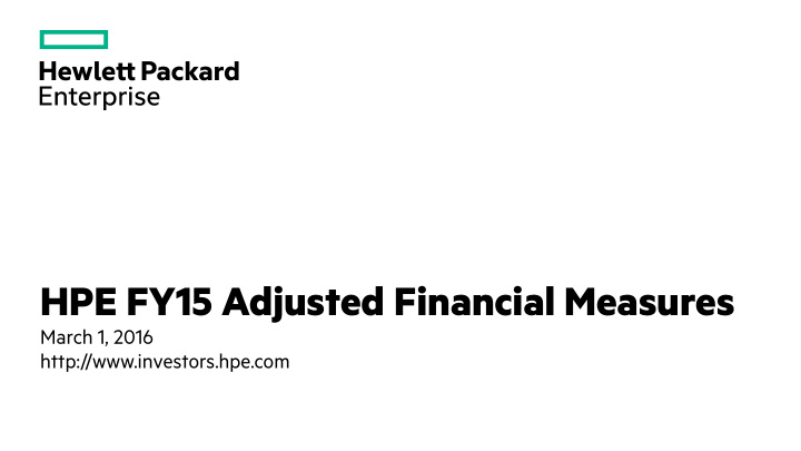 hpe fy15 adjusted financial measures