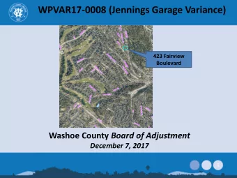 WPVAR17-0008 (Jennings Garage Variance)  423 Fairview  Boulevard Washoe County Board of Adjustment