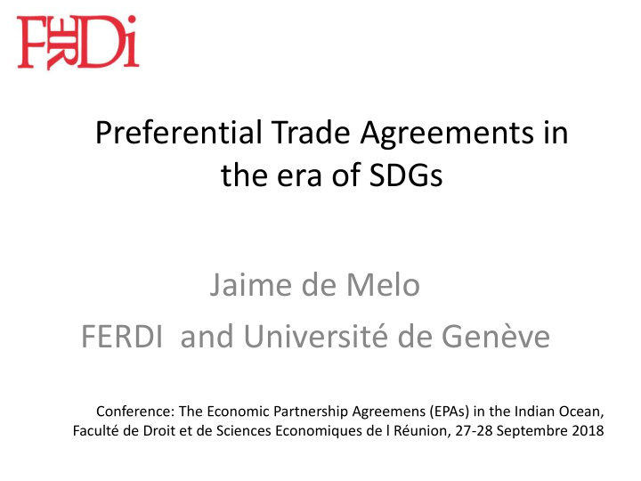 preferential trade agreements in the era of sdgs jaime de