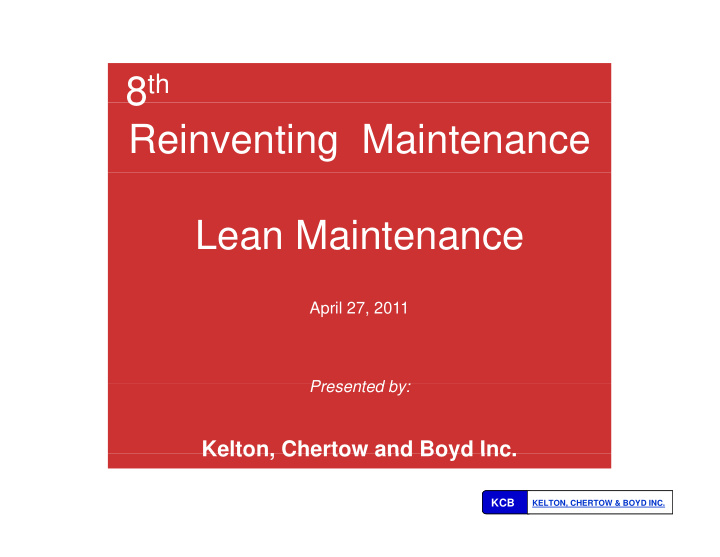 8 reinventing maintenance lean maintenance lean
