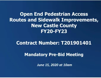 Open End Pedestrian Access  Routes and Sidewalk Improvements,  New Castle County  FY20-FY23