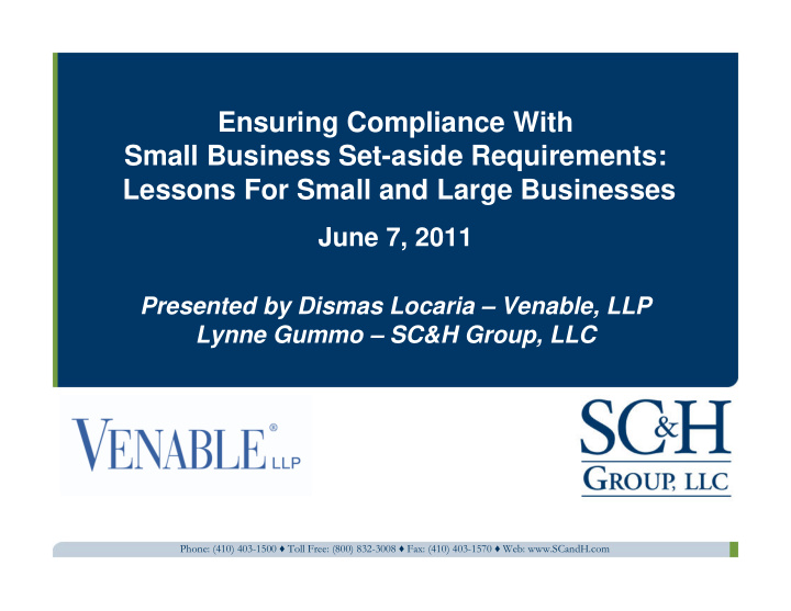 ensuring compliance with small business set aside