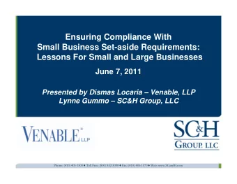 Ensuring Compliance With  Small Business Set-aside Requirements:  Lessons For Small and Large