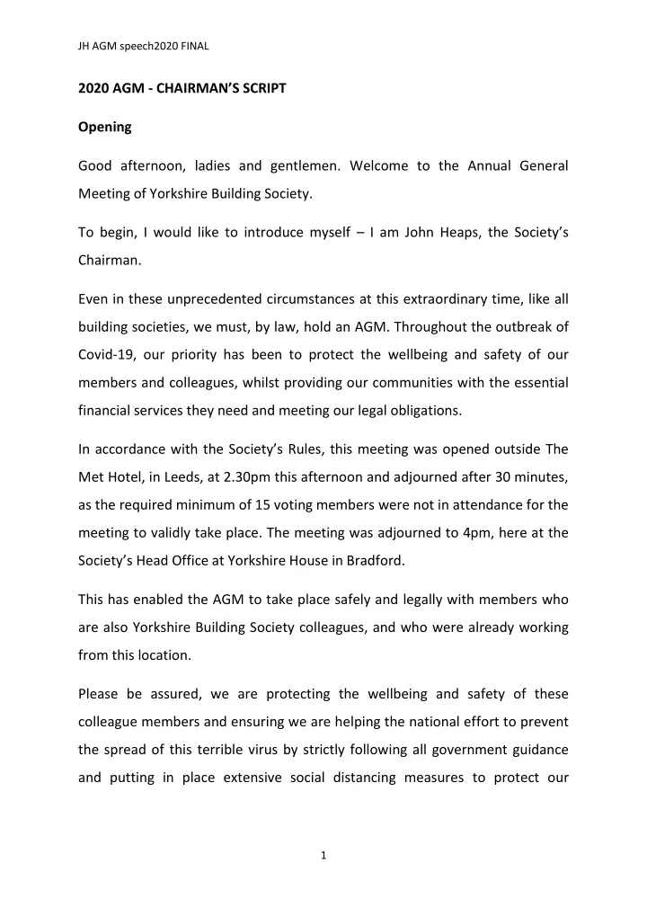 2020 agm chairman s script opening good afternoon ladies