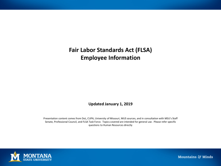 fair labor standards act flsa employee information