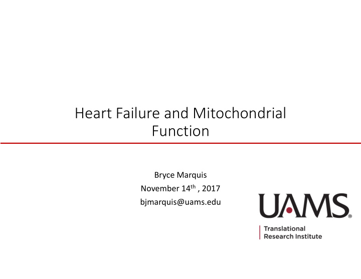 heart failure and mitochondrial function