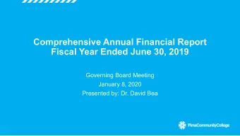 Comprehensive Annual Financial Report  Fiscal Year Ended June 30, 2019  Governing Board Meeting