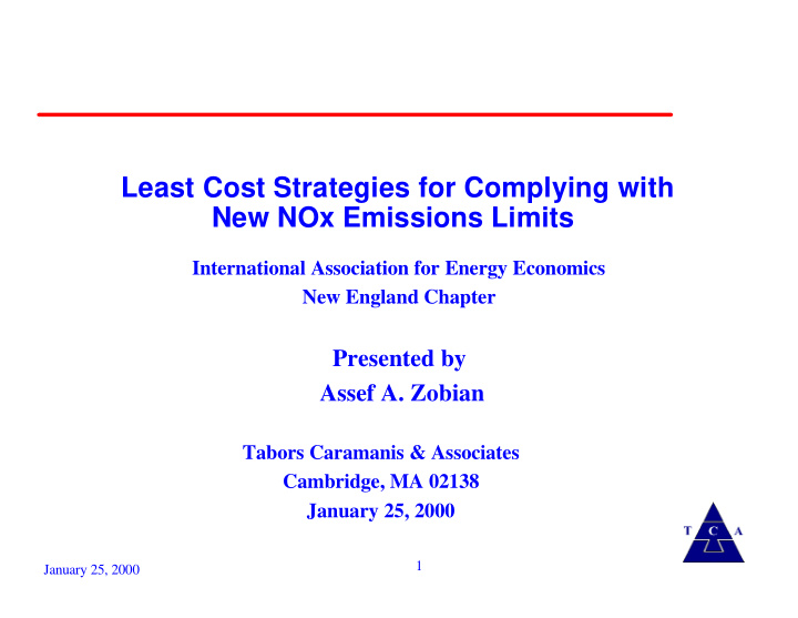 least cost strategies for complying with new nox