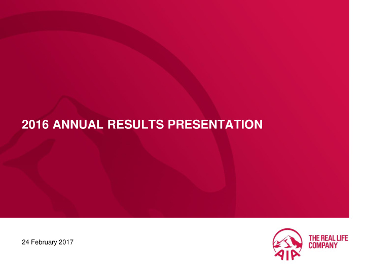 2016 annual results presentation
