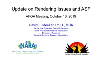 Update on Rendering Issues and ASF  AFOA Meeting, October 16, 2019  David L. Meeker, Ph.D., MBA
