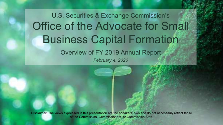 office of the advocate for small business capital