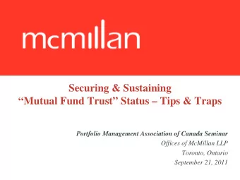Securing &amp; Sustaining  Mutual Fund Trust Status  Tips &amp; Traps  Portfolio