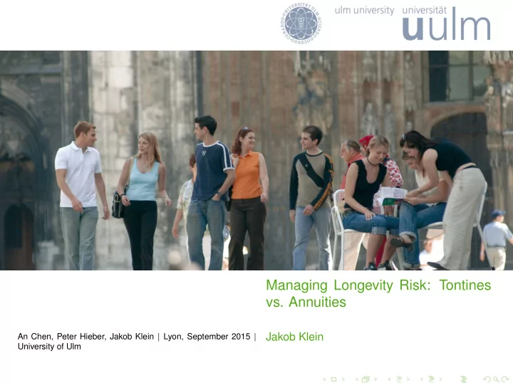 managing longevity risk tontines vs annuities