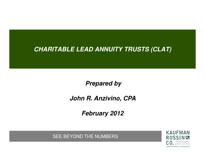 charitable lead annuity trusts clat prepared by john r