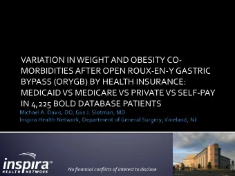 VARIATION IN WEIGHT AND OBESITY CO-  MORBIDITIES AFTER OPEN ROUX-EN-Y GASTRIC  BYPASS (ORYGB) BY