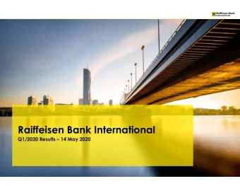 Raiffeisen Bank International  Q1/2020 Results  14 May 2020  Disclaimer  Certain statements