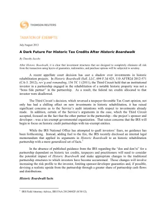 A Dark Future For Historic Tax Credits After Historic Boardwalk  By Timothy Jacobs After Historic