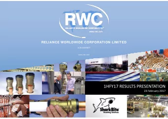 1HFY17 RESULTS PRESENTATION  23 February 2017  Important Notice  This presentation contains general