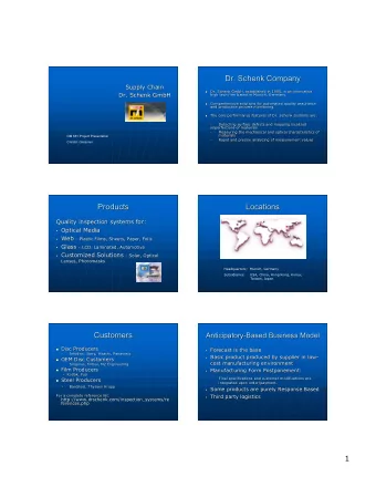 Dr. Schenk Company  Dr. Schenk Company  Supply Chain  Supply Chain  Dr. Schenk GmbH, established in