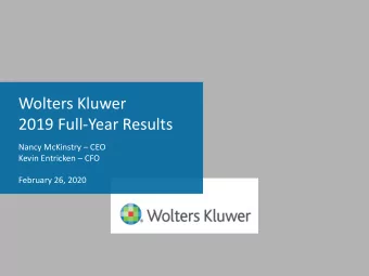 2019 Full-Year Results Nancy McKinstry  CEO Kevin Entricken  CFO  February 26, 2020  2019