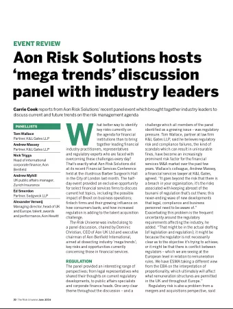 EVENT REVIEW Carrie Cook reports from Aon Risk Solutions recent panel event which brought