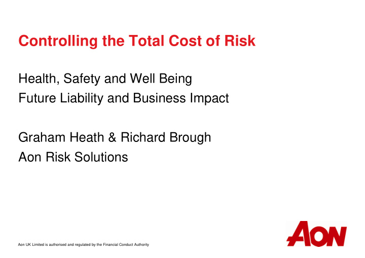controlling the total cost of risk