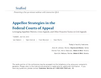 Appellee Strategies in the  pp  g Federal Courts of Appeal Leveraging Appellate Waivers, Cross