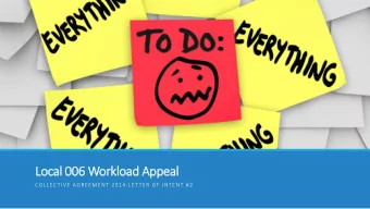 Local 006 Workload Appeal  COLLECTIVE AGREEMENT 2014:LETTER OF INTENT #2  Why a  Workload  Appeal?