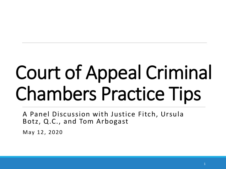 court of appeal criminal chambers practice tips