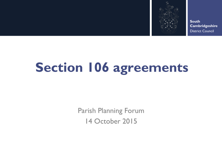 district council section 106 agreements parish planning
