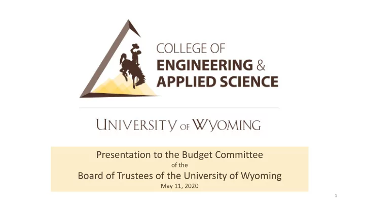 presentation to the budget committee