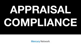 APPRAISAL  COMPLIANCE  Eric Thompson  Regional sales rep for Mercury    20 years experience with
