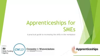 Apprenticeships for  SMEs  A practical guide to increasing the skills in the workplace  Programme