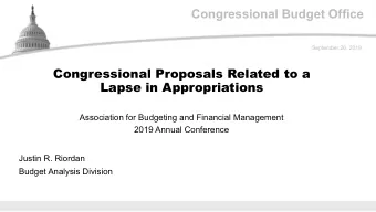 Congressional Budget Office  September 26, 2019  Congressional Proposals Related to a  Lapse in