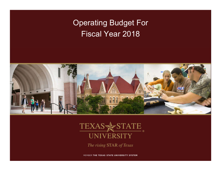 operating budget for fiscal year 2018 fy 2018 operating
