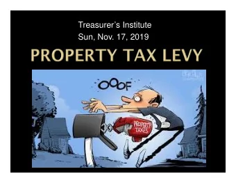 Treasurers Institute  Sun, Nov. 17, 2019  Property Tax Errors  Property Tax Errors  Property Tax