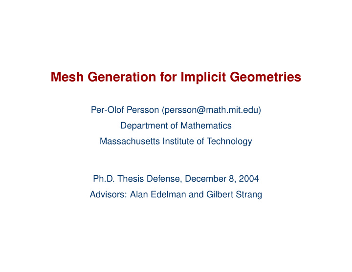 mesh generation for implicit geometries