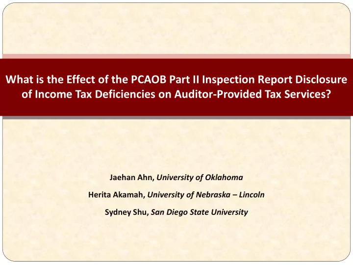 what is the effect of the pcaob part ii inspection report