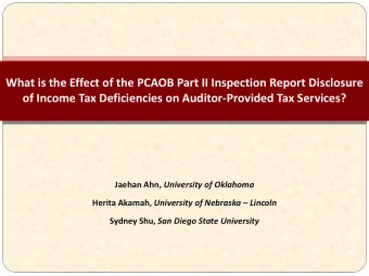 What is the Effect of the PCAOB Part II Inspection Report Disclosure  of Income Tax Deficiencies on