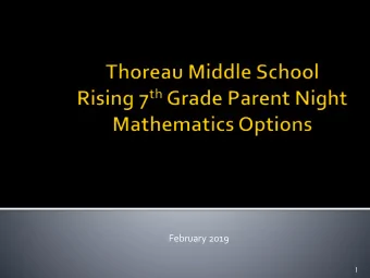 February 2019  1  Pre-Algebra  2  Each of the following criteria needs to be met for placement in