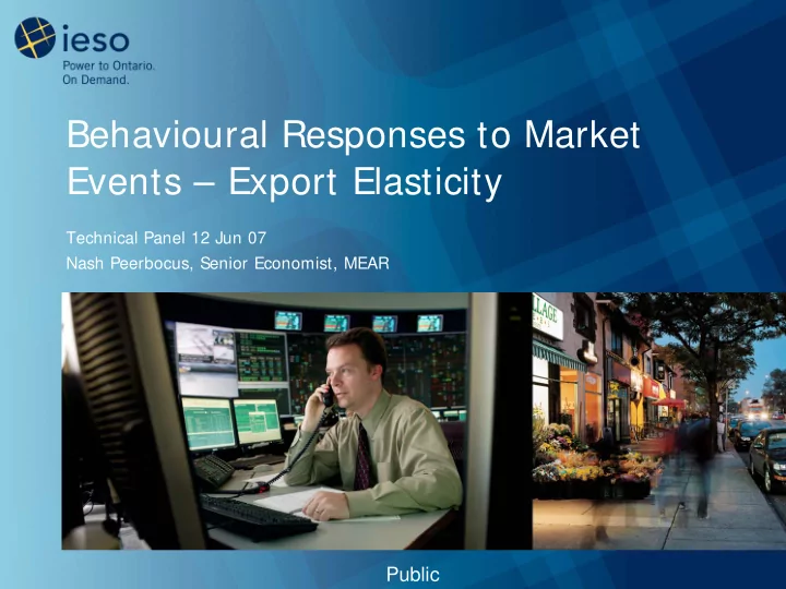 behavioural responses to market events export elasticity
