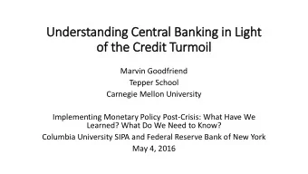 Und  nder  erstanding Cen  Central Ba  Bank  nking  g in  n Light  ht  of  of t  the  he Cr  Cred