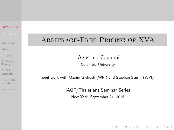 arbitrage free pricing of xva