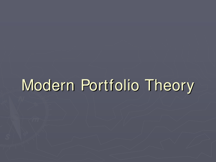 modern portfolio theory modern portfolio theory history