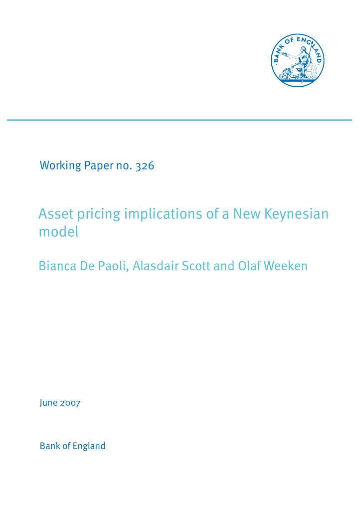 asset pricing implications of a new keynesian model