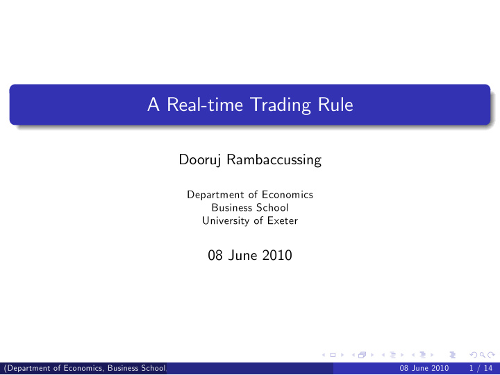 a real time trading rule