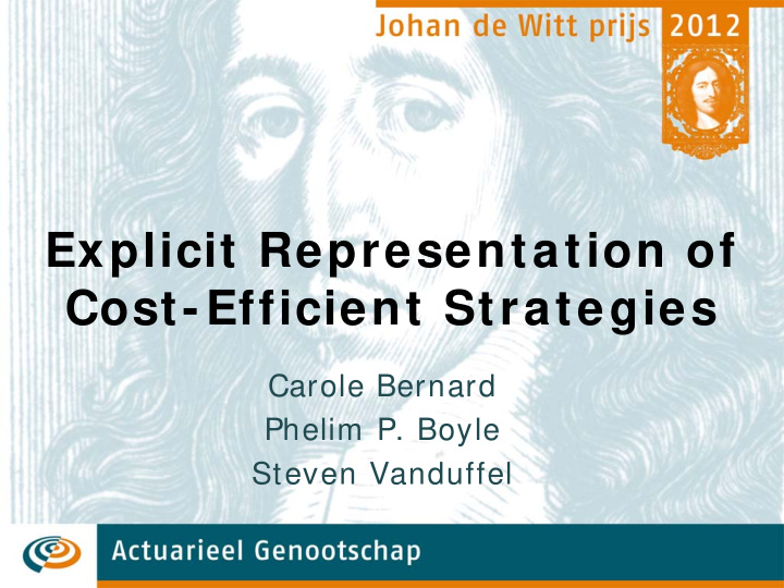 explicit representation of cost efficient strategies