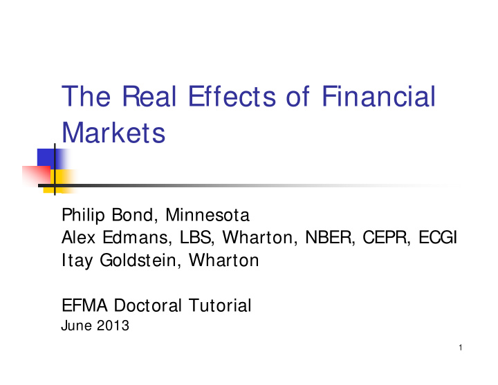 the real effects of financial markets