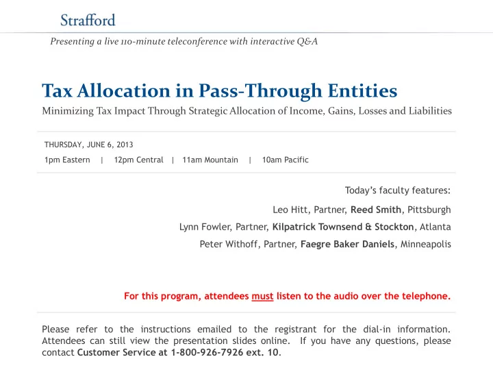 tax allocation in pass through entities